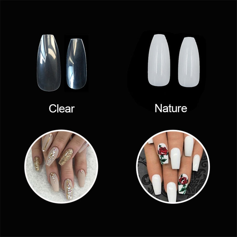 500 transparent natural fake nails
